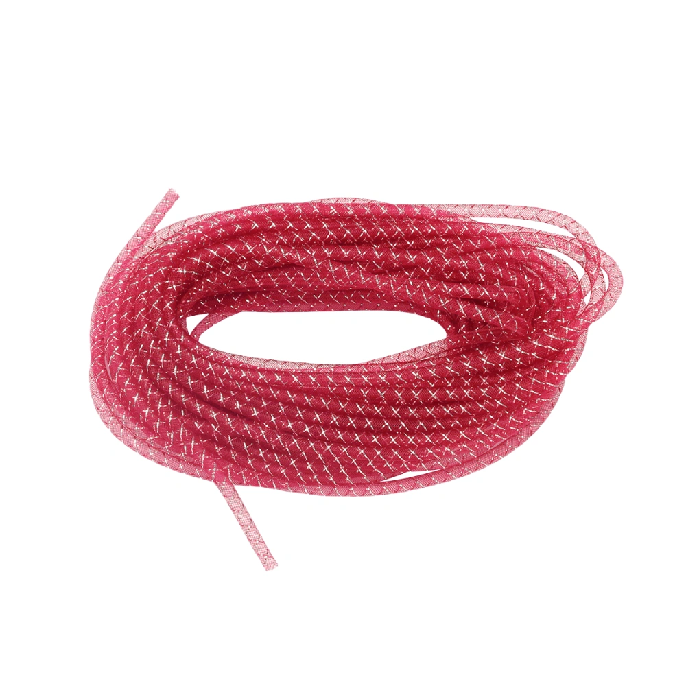 Elastic Mesh Tube Polyester Braid Tube Creative Net Yarn Cord DIY Jewelry Making Supplies for Women Kids Dark Red