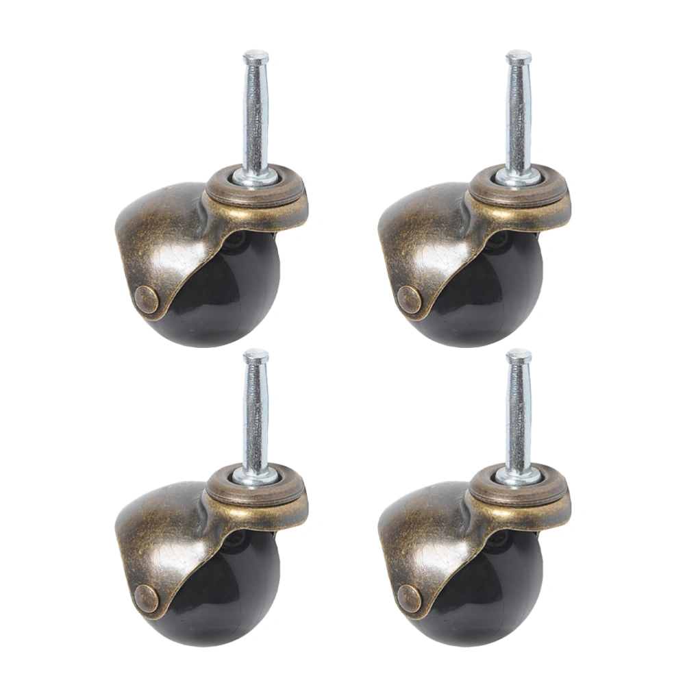 4PCS Office Chair Round Swivel Industrial Universal Wheels Mute Flat Base Wear-resisting Casters with Pole