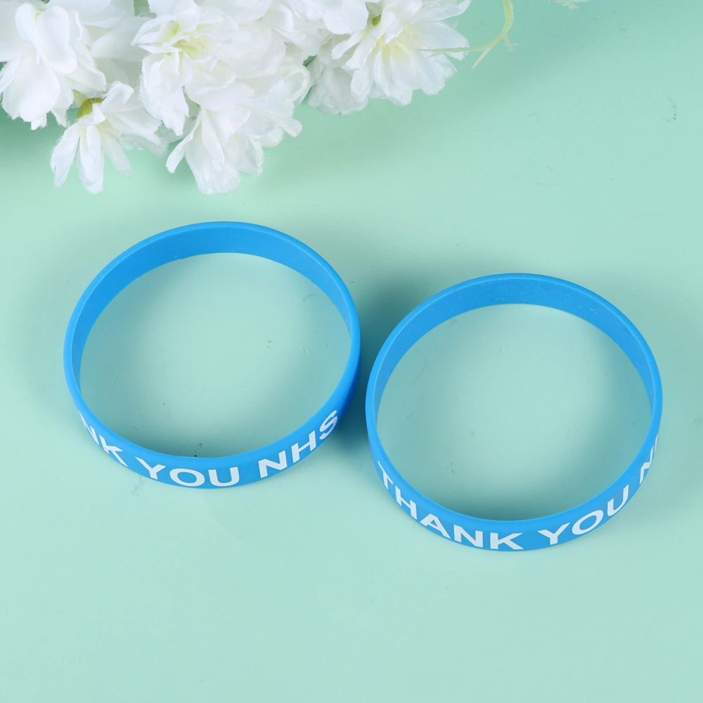 2pcs Silicone Wrist Straps THANK YOU Decorative Wrist Straps Wrist Ring (Sky Blue)