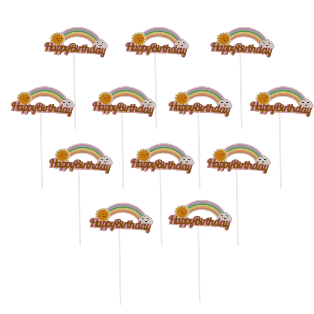 12 Pcs Mini Birthday Cake Toppers Creative Paper Cake Picks Cake Ornament