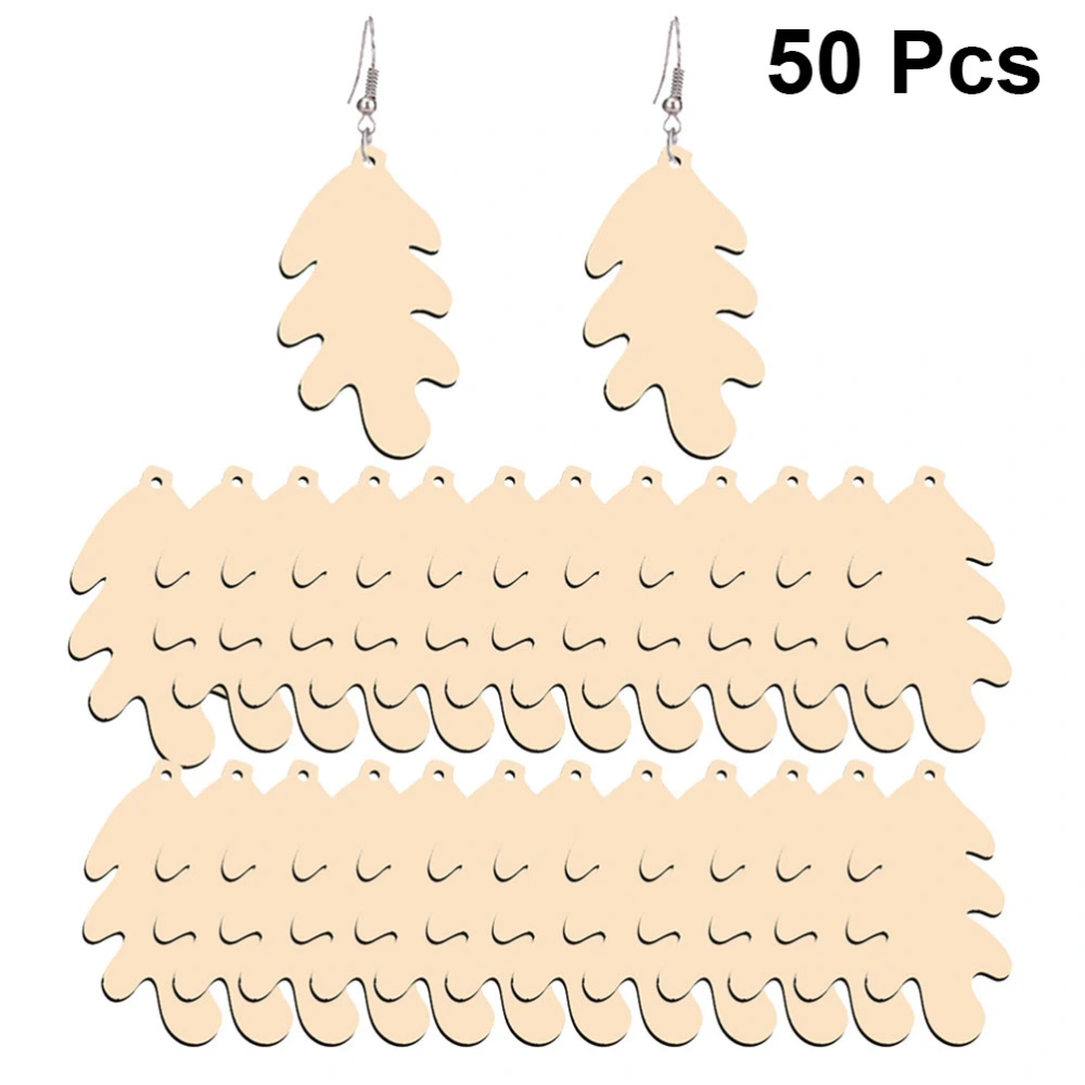 50pcs Wooden Earrings Eardrop Simple Fashion Casual Jewelry Party Ear Ornament for Women Girls Lady (Beige)