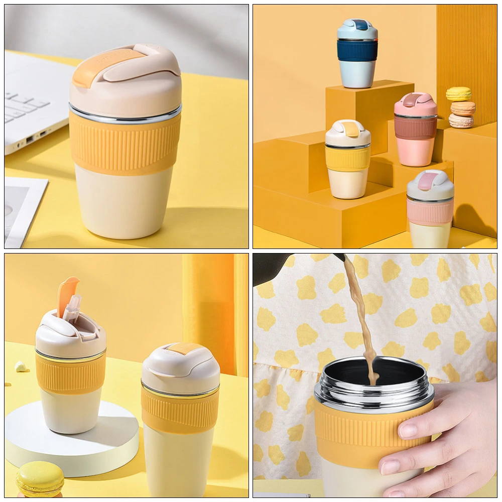 1 Pc Simple Stainless Steel Vacuum Flask Durable Plastic Water Cup for Beverage