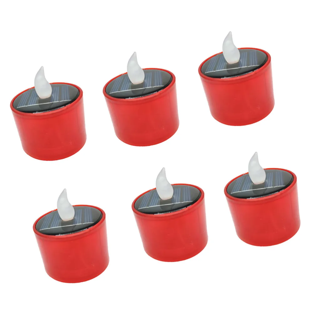 6pcs LED Solar Candle Lights Waterproof Yellow Flicker Flameless Candle Lamps