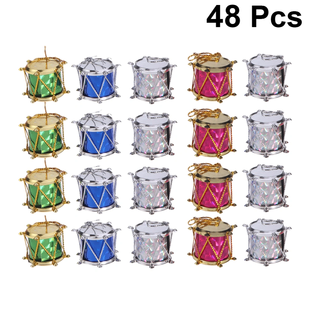 48Pcs 3cm Christmas Mini Drum Hanging Pendants Colorful Glitter Mini Drum Ornaments Christmas Tree Hanging Ornaments(Mixed Color)