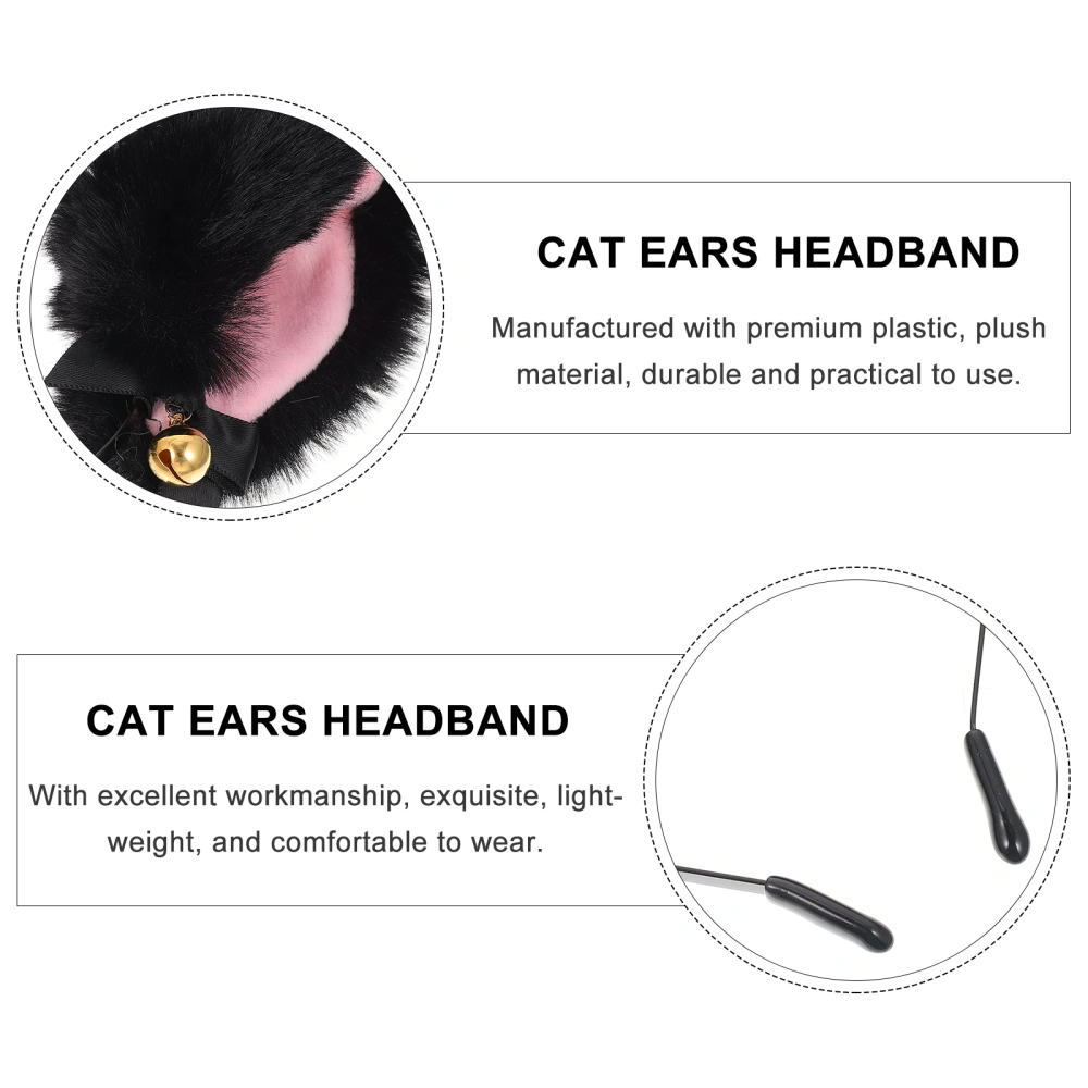 1pc Cat Ears Headband Cosplay Plush Furry Ears Bowknot Party Headwear for Girl