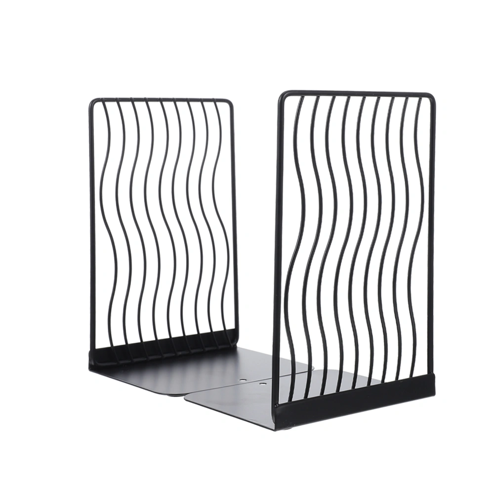 2Pcs Desktop Book Display Stands Iron Art Hollow-out Line Bookends Book Holders