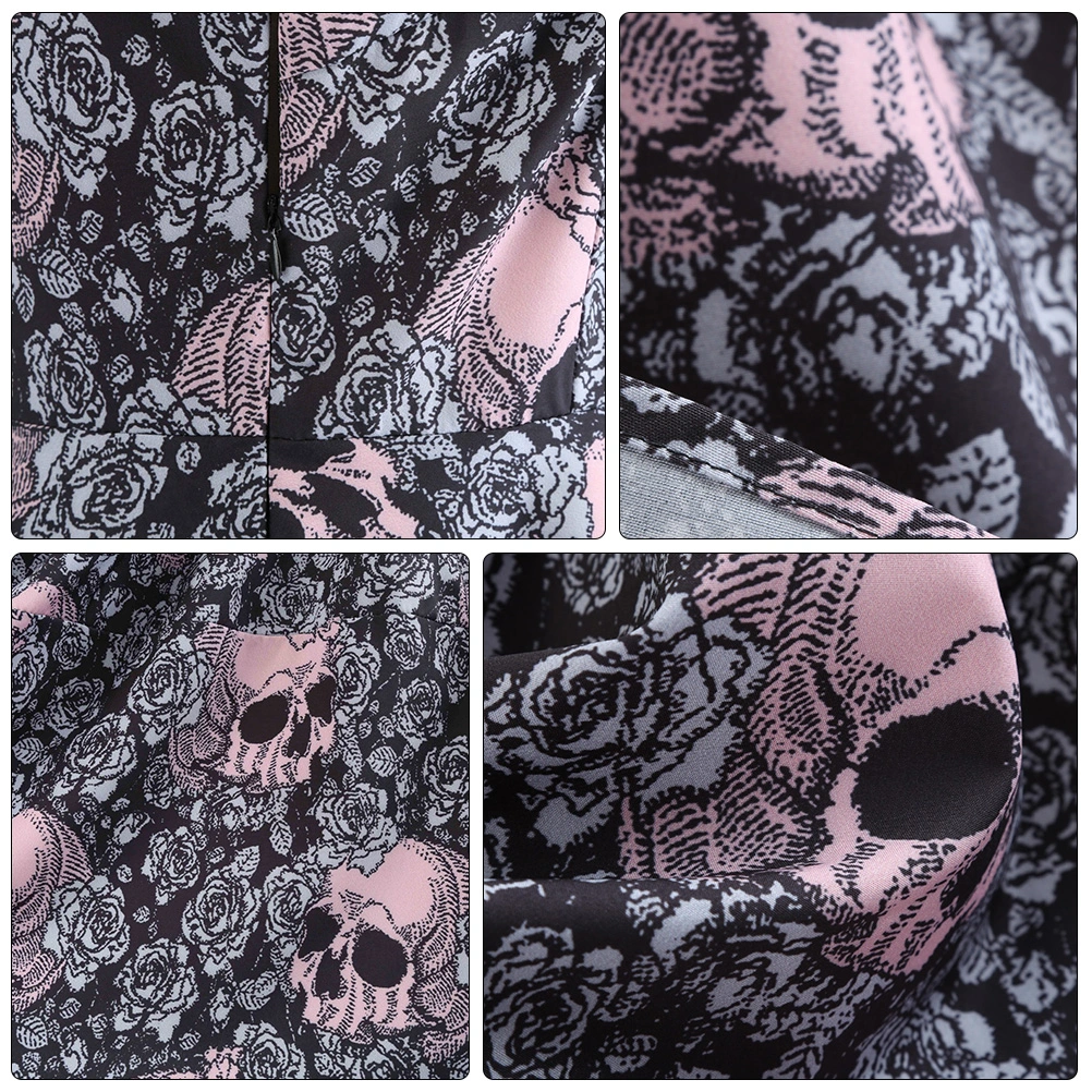 1Pc Vintage Dress Halloween Dress Party Skirt Skeleton-Print Dress Women Skirt