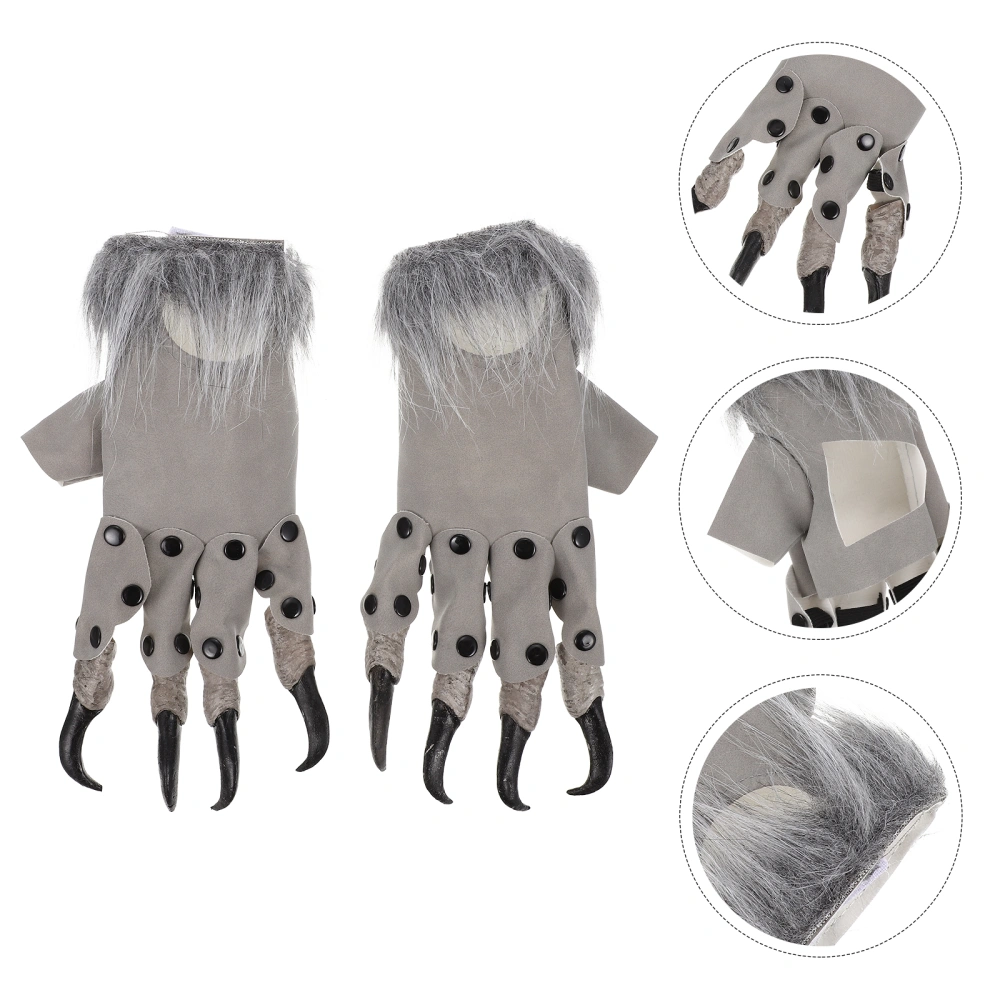 1 Pair Halloween Carnival Party Cosplay Plush Dragon Claw Gloves Halloween Gloves