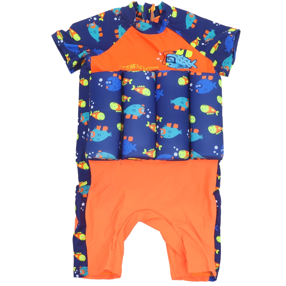 Cartoon Fish Children Boy Girl One Piece Protective Float Buoyancy Swimsuit Vest Detachable Baby Kids Swimwear Size XL (Blue)