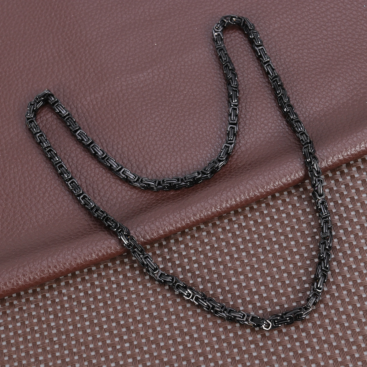 Mens Fashion Cool Titanium Steel Chain Link Necklace (Black)