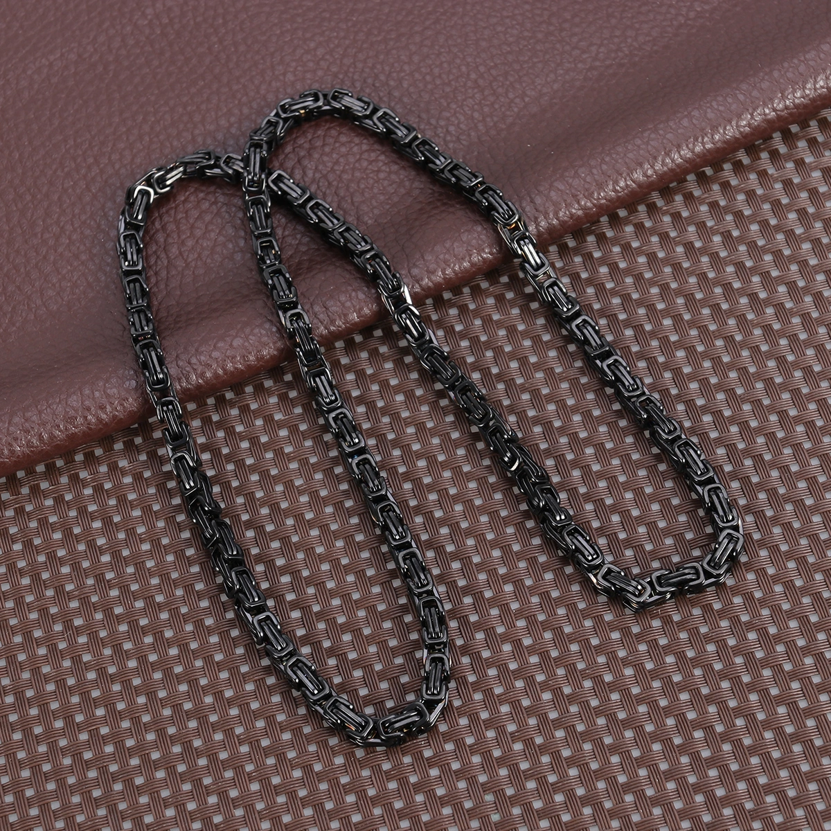 Mens Fashion Cool Titanium Steel Chain Link Necklace (Black)