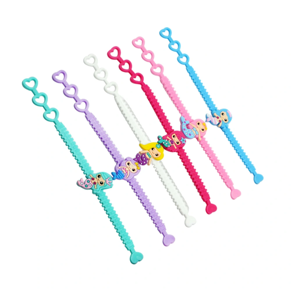 10PCS Mermaid Party Supplies Cartoon Mermaid Bracelet PVC Wristbands Bracelet Set for Kids Mermaid Birthday Party Favors (Random Color and Pattern)