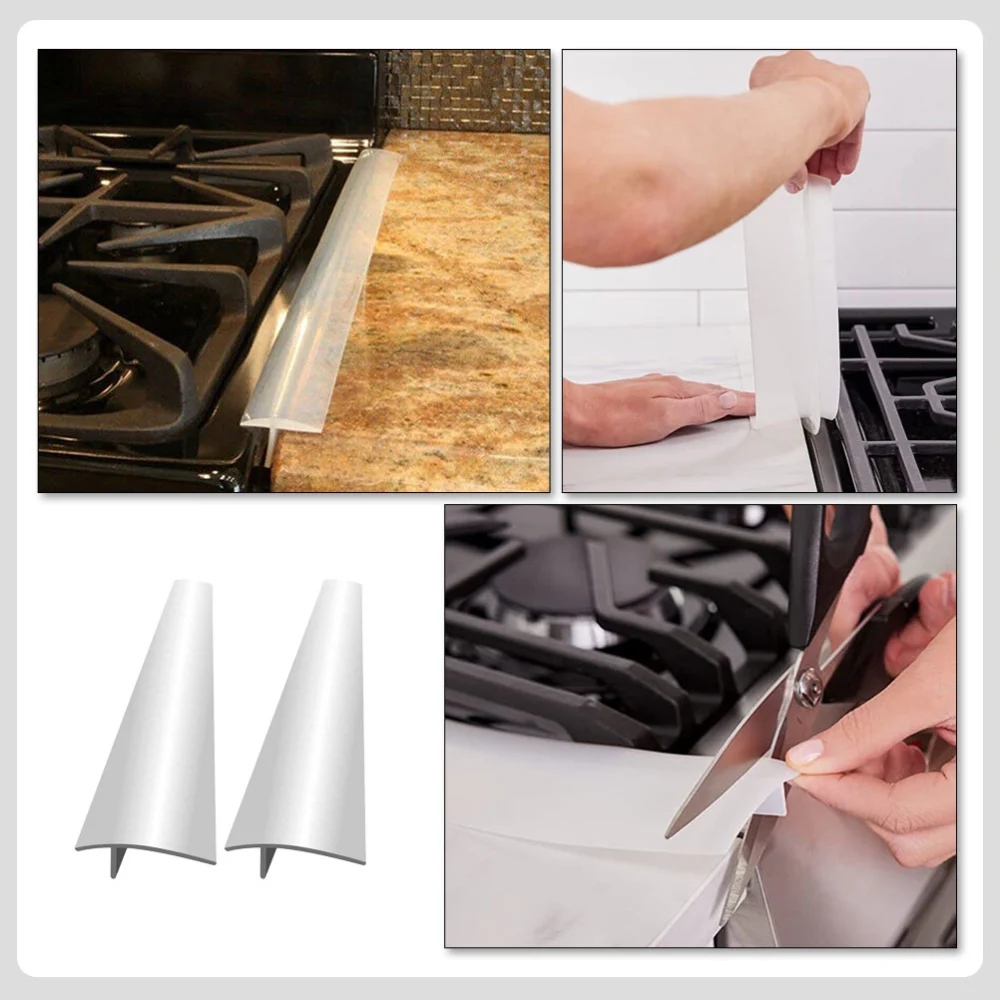 2Pcs Silicone Stove Gaps Covers Heat Resistant Flexible Filler Oven Side Guard