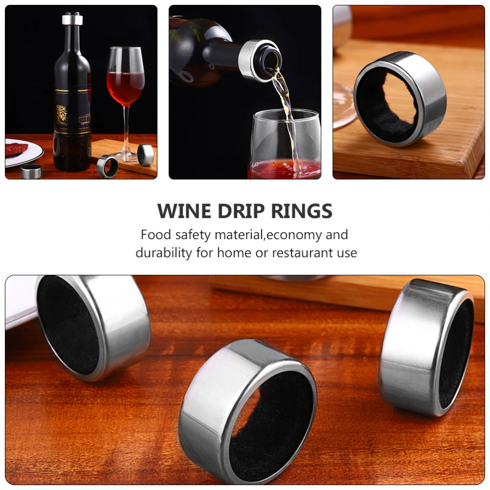 12pcs Stainless Steel Red Wine Bottle Drip Rings Drip Proof Bottle Collar Rings