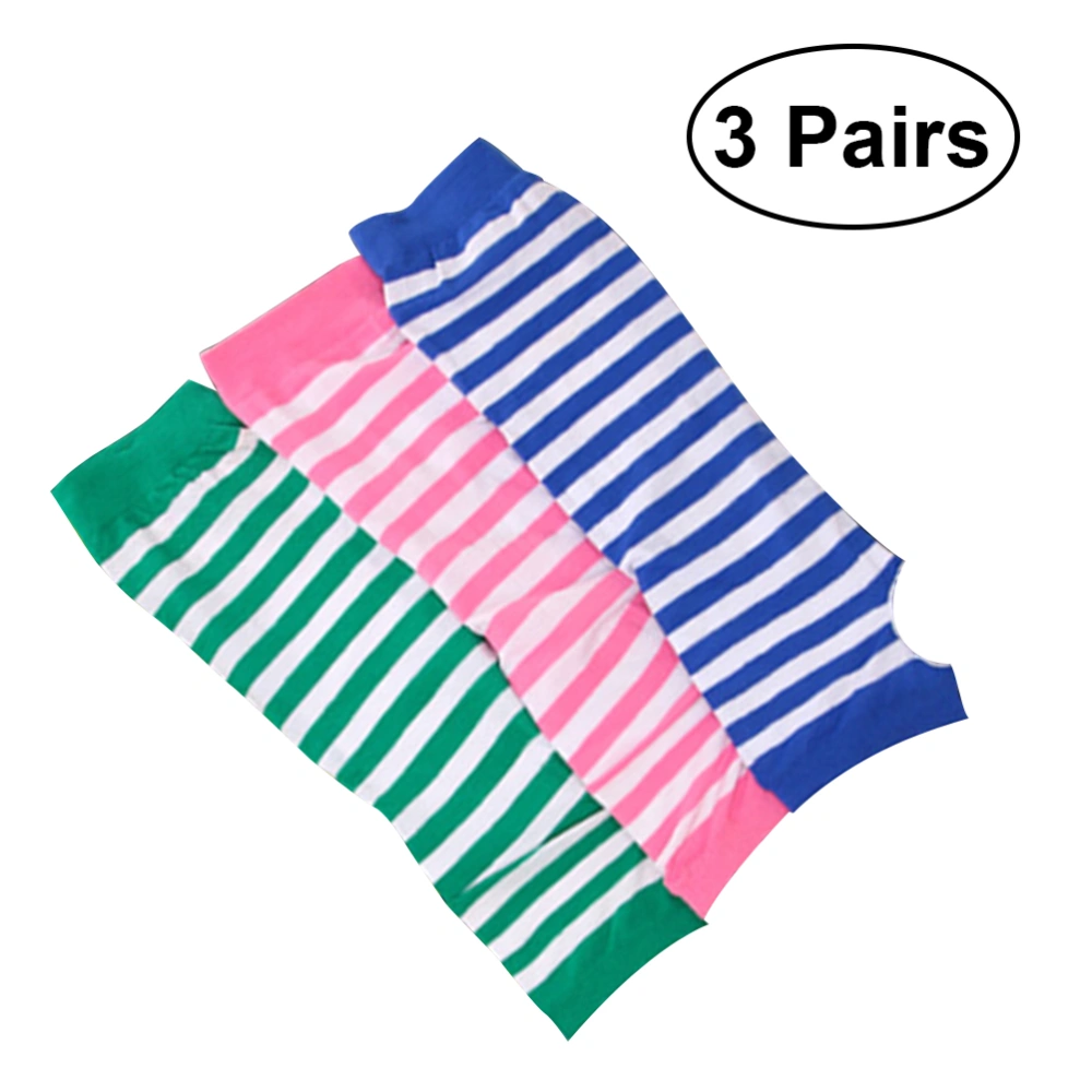 3 Pairs of Women's Long Fingerless Gloves Arm Length Warm Sleeves for Christmas(Random Color)