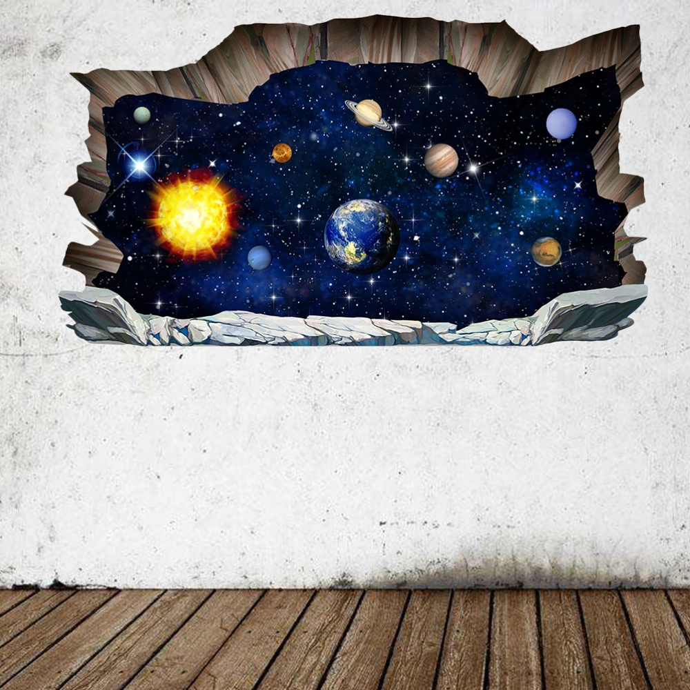 3D Removable Wall Paste Mural Universe Planet Art Sticker for Bedroom Living Room