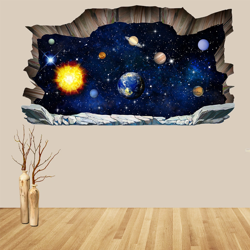 3D Removable Wall Paste Mural Universe Planet Art Sticker for Bedroom Living Room