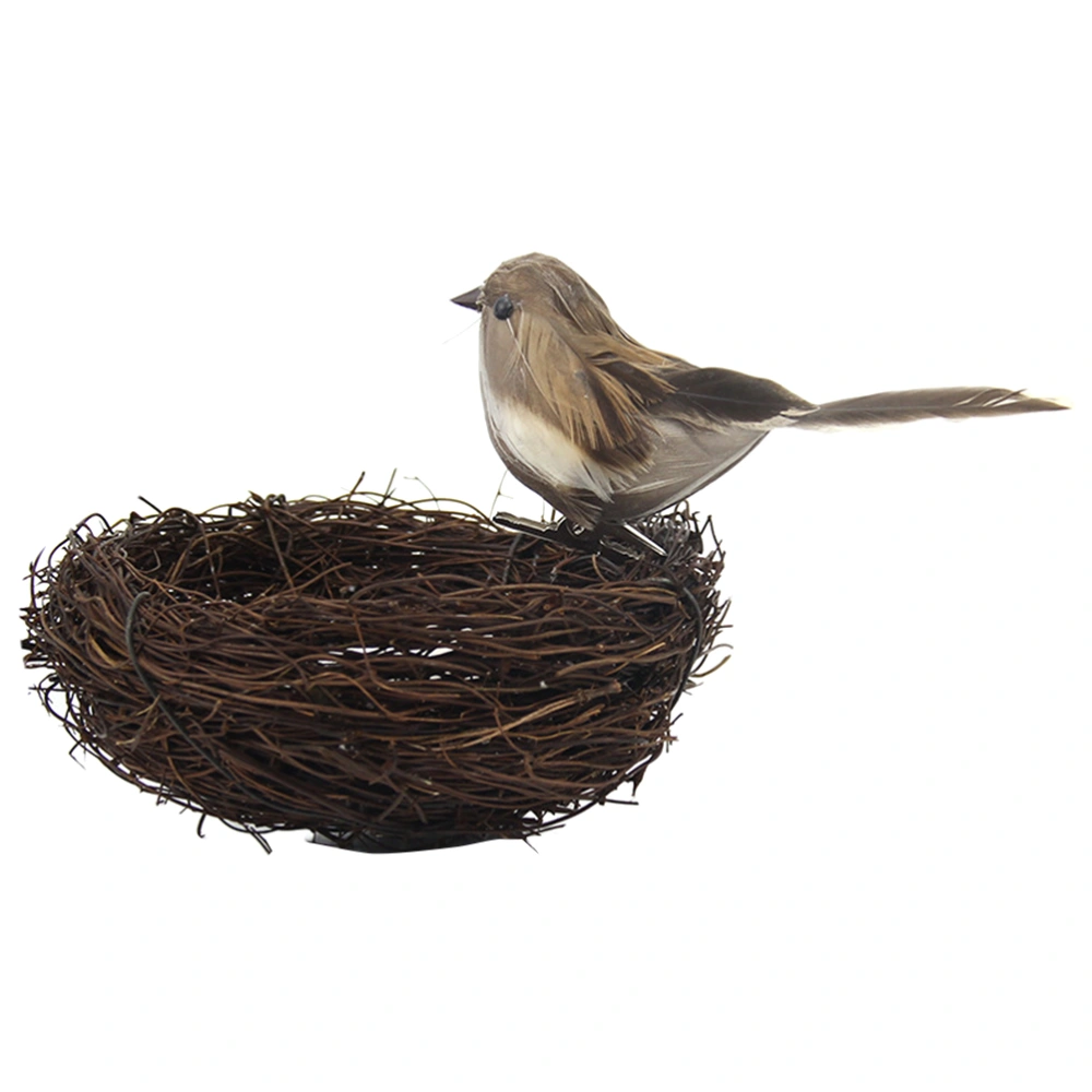 Fashion Simulation Bird Nest Bird Egg Bird Model Ornament Kids Room Layout Prop (3pcs Bird Egg, 1pcs Bird, 1pcs Bird Nest, Grey Head)