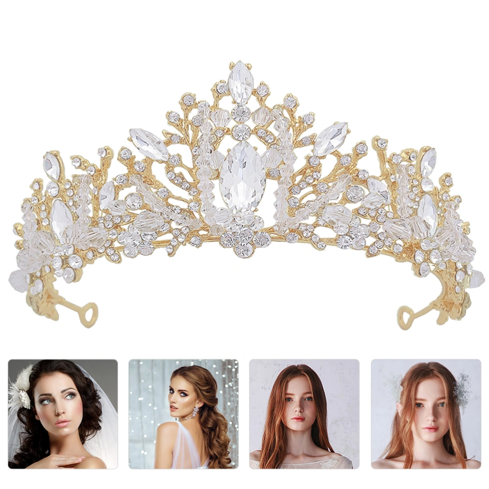 1pc Crystal Crown Bridal Rhinestone Headdress Fangle Crown (White Diamond)