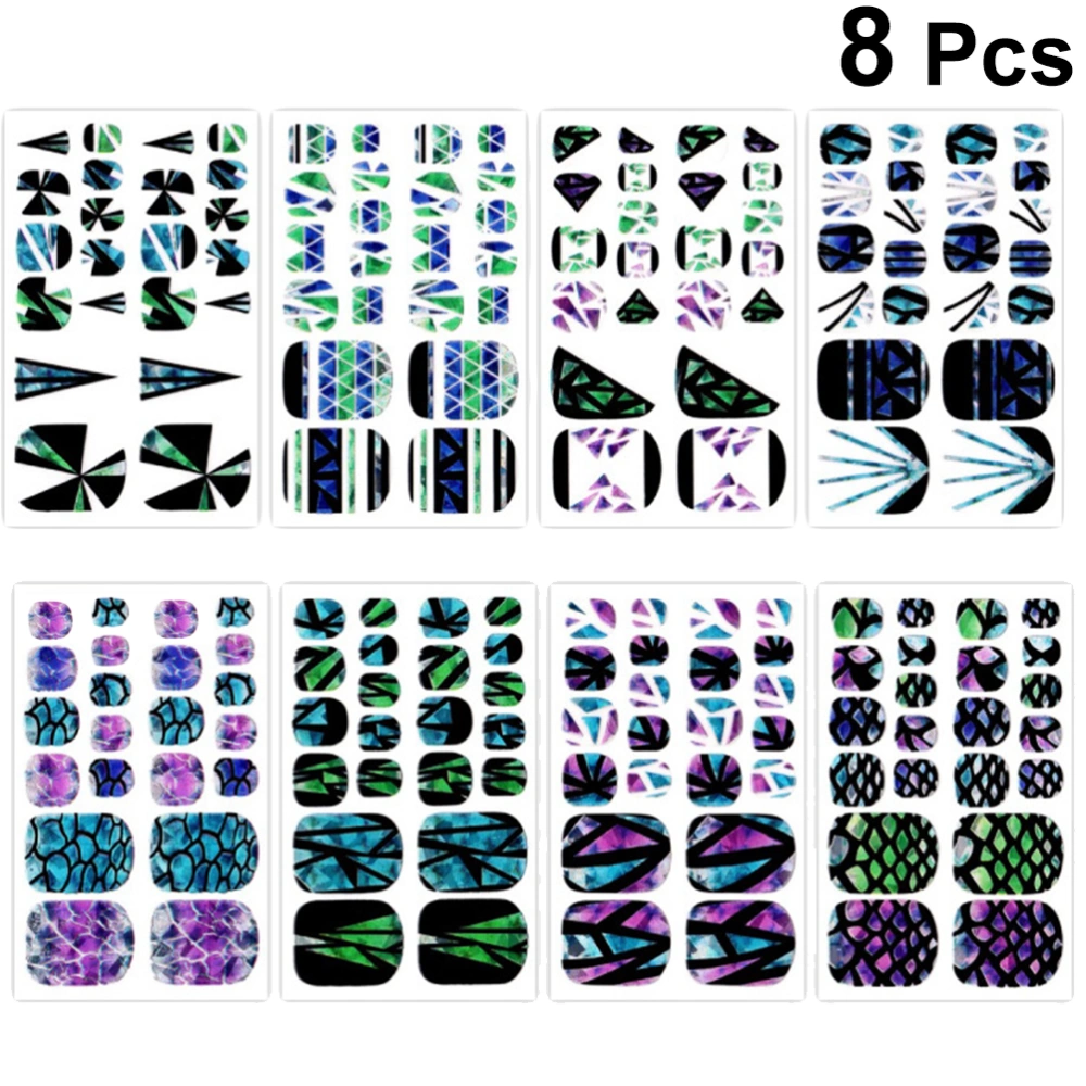 8 Pieces Adhesive Toenail Sticker Creative Nail Art Decals Manicure Tool (Mixed Style)