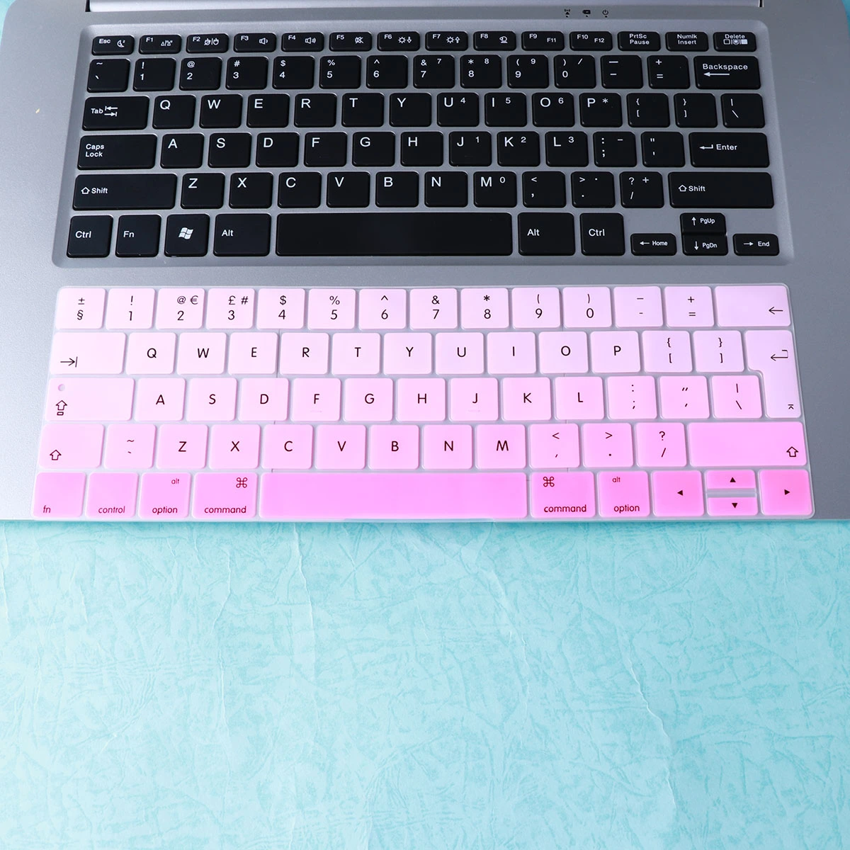 Keyboard Cover Foreign Language Protection Keyboard Membrane Rainbow Keyboard Cover for Apple Pro 13/15 Touch Bar (European Version of English)(Pink)