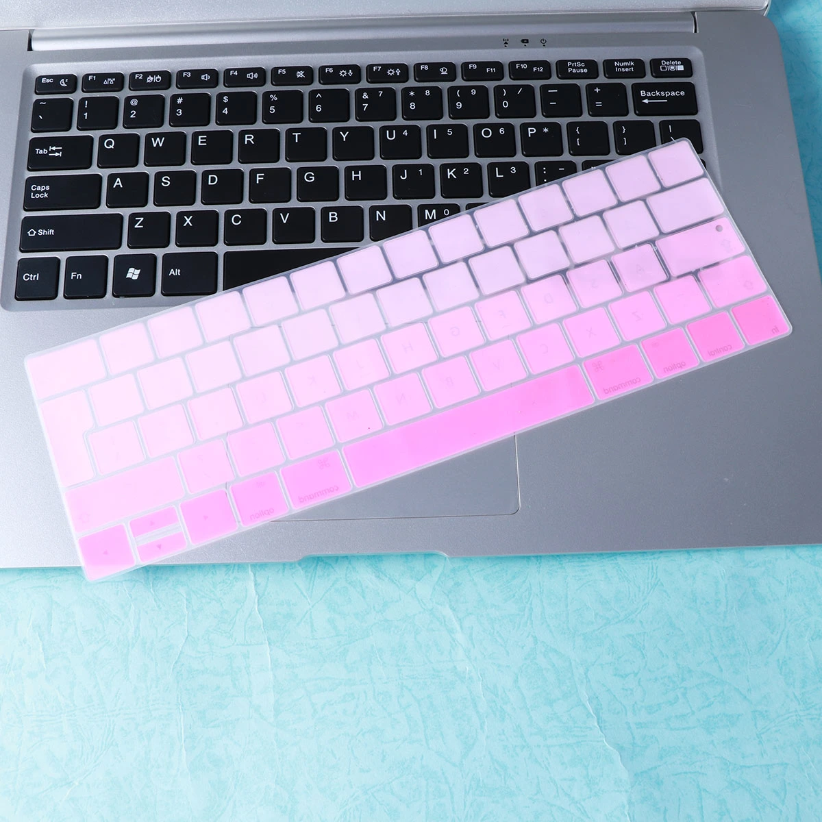Keyboard Cover Foreign Language Protection Keyboard Membrane Rainbow Keyboard Cover for Apple Pro 13/15 Touch Bar (European Version of English)(Pink)