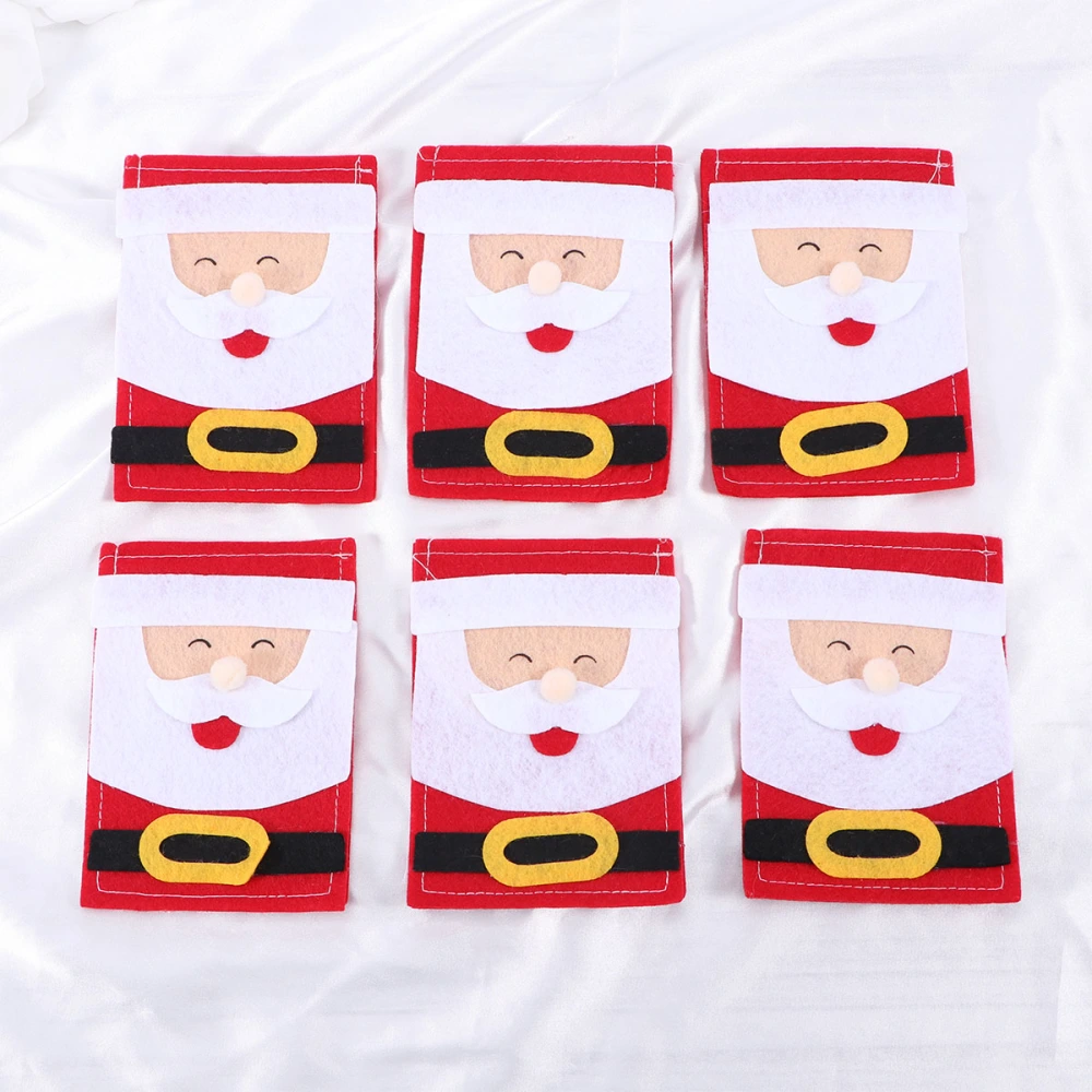 6pcs Santa Claus Design Tableware Holder Bags Knives Forks Pouch Christmas Cutlery Bags Delicate Silverware Storage Bags Christmas Supplies