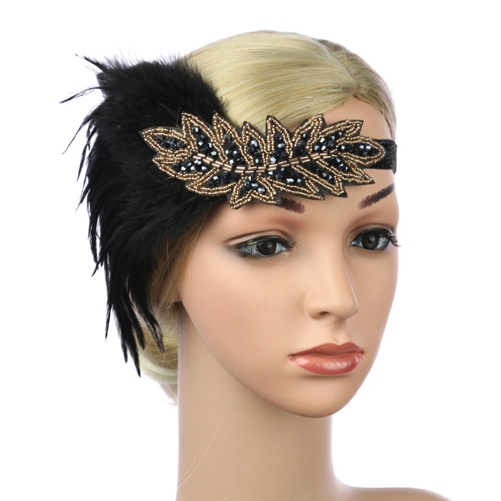 Retro 1920s Flapper Headband Elastic Hair Party Headwear for Lady Women