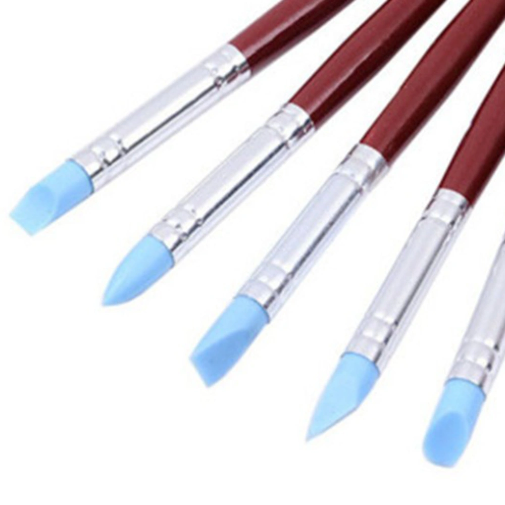 5pcs DIY Clay Tools Nail Art Pen Brushes Silicone Nail Art Craft Pottery Clay Pen Modelling Shaper Nail Art