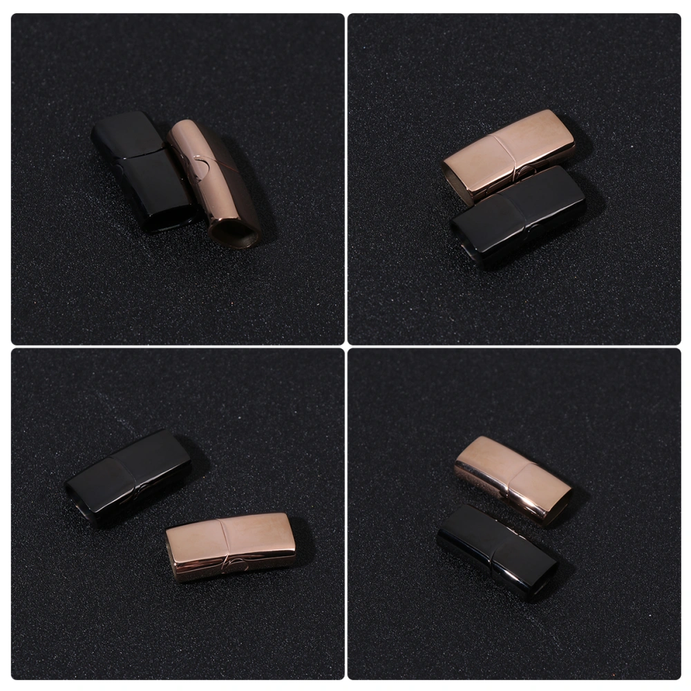 2PCS DIY Security Clasps Stainless Steel Magnetic Buckle DIY Secure Clasps for DIY Bracelet Necklace Leather Strap Use Rose Gold+Black