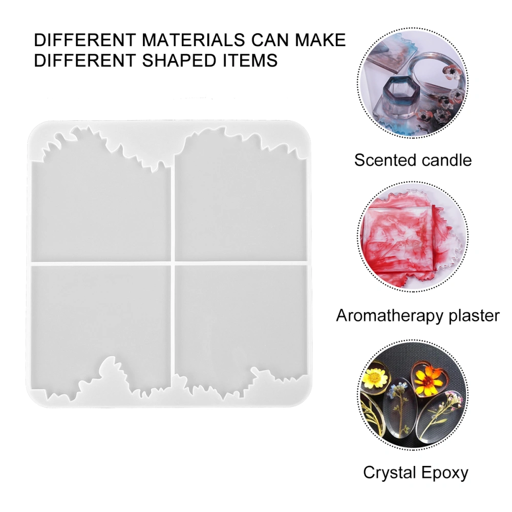 1Pc DIY Crystal Epoxy Mold Irregular Ocean Wave Decoration Mold Creative Cup Mat Coaster Silicone Mold for Home (White Four Grid Square Mold)