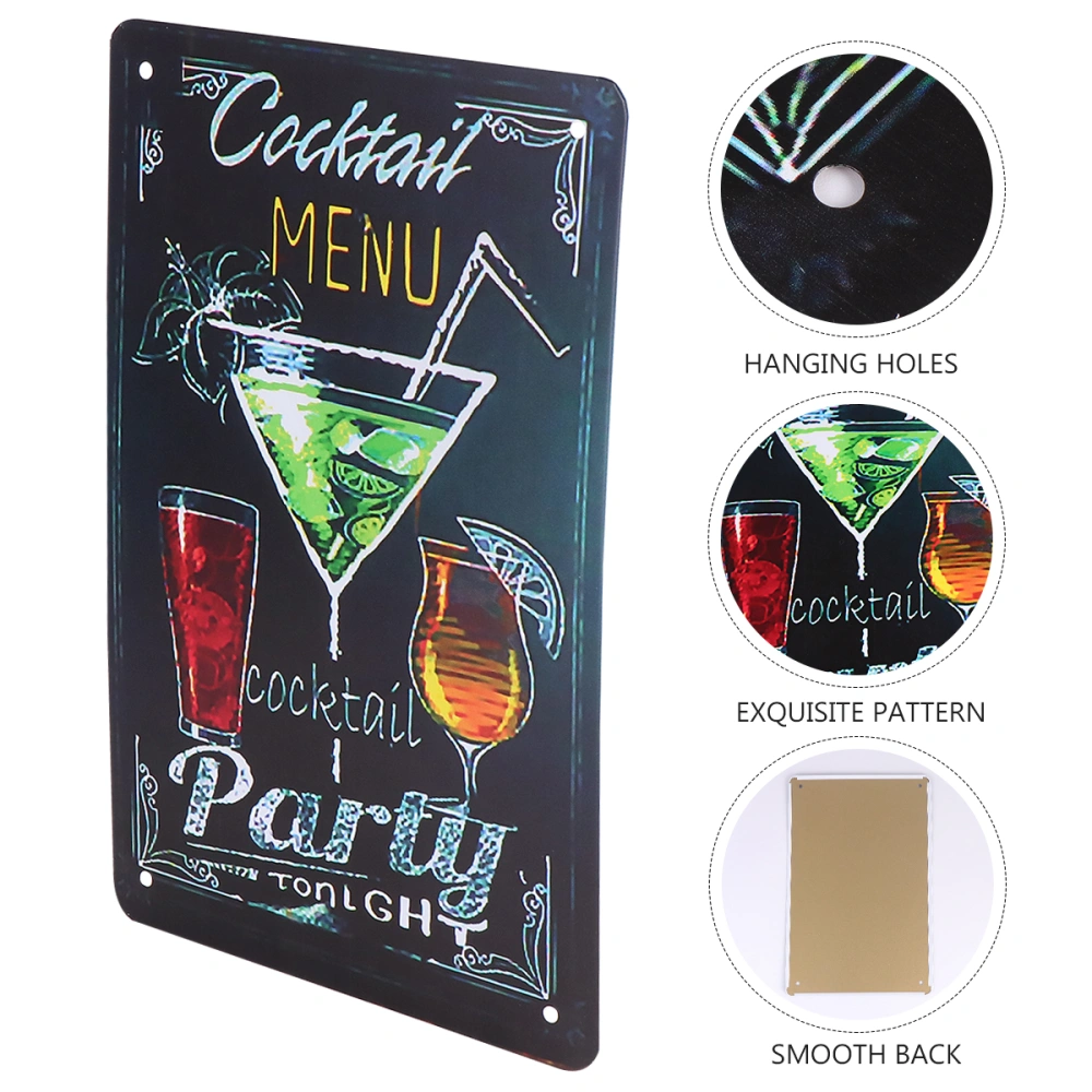 Vintage Wall Painting Decor Fashion Cocktail Pattern Painting Ornament for Home Bar Restaurant