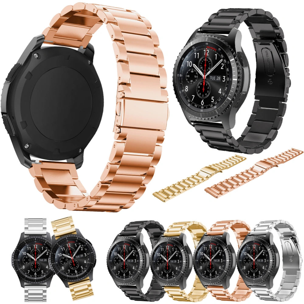 Stainless Steel Watch Strap Watch Band Compatible for Galaxy Watch Gear S3 Classic Rose Golden