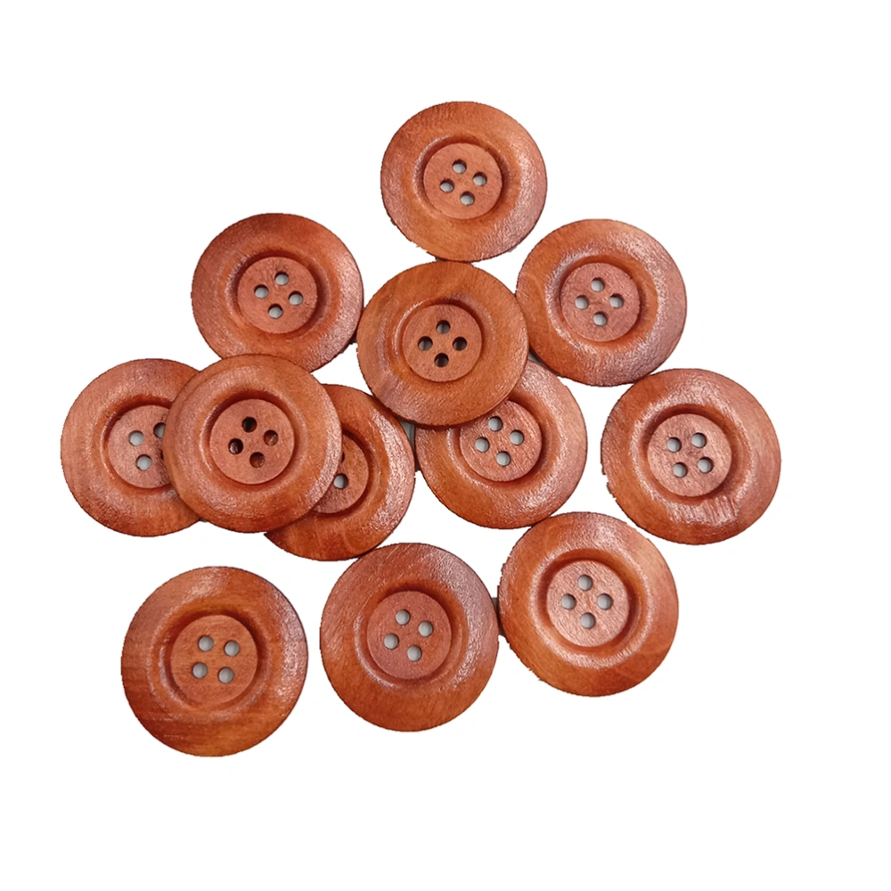 30PCS 4cm Round Four Holes Pattern Decorative Buttons for Sewing Scrapbooking Crafts (Coffee)