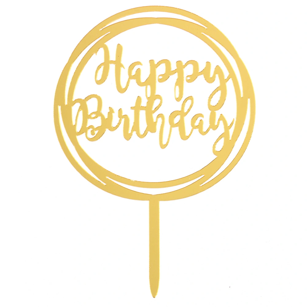 Happy Birthday Acrylic Cake Topper Multi-circle Cake Topper Cake Decoration Birthday Party Supplies (Golden)