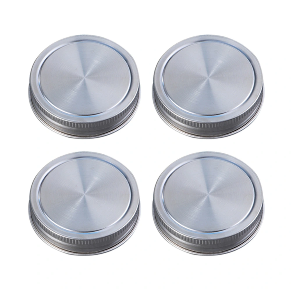 4pcs Stainless Steel Mason Jar Lid Practical Leakproof Cover Convenient Sealing Lid for Home Kitchen with Silicone Gasket