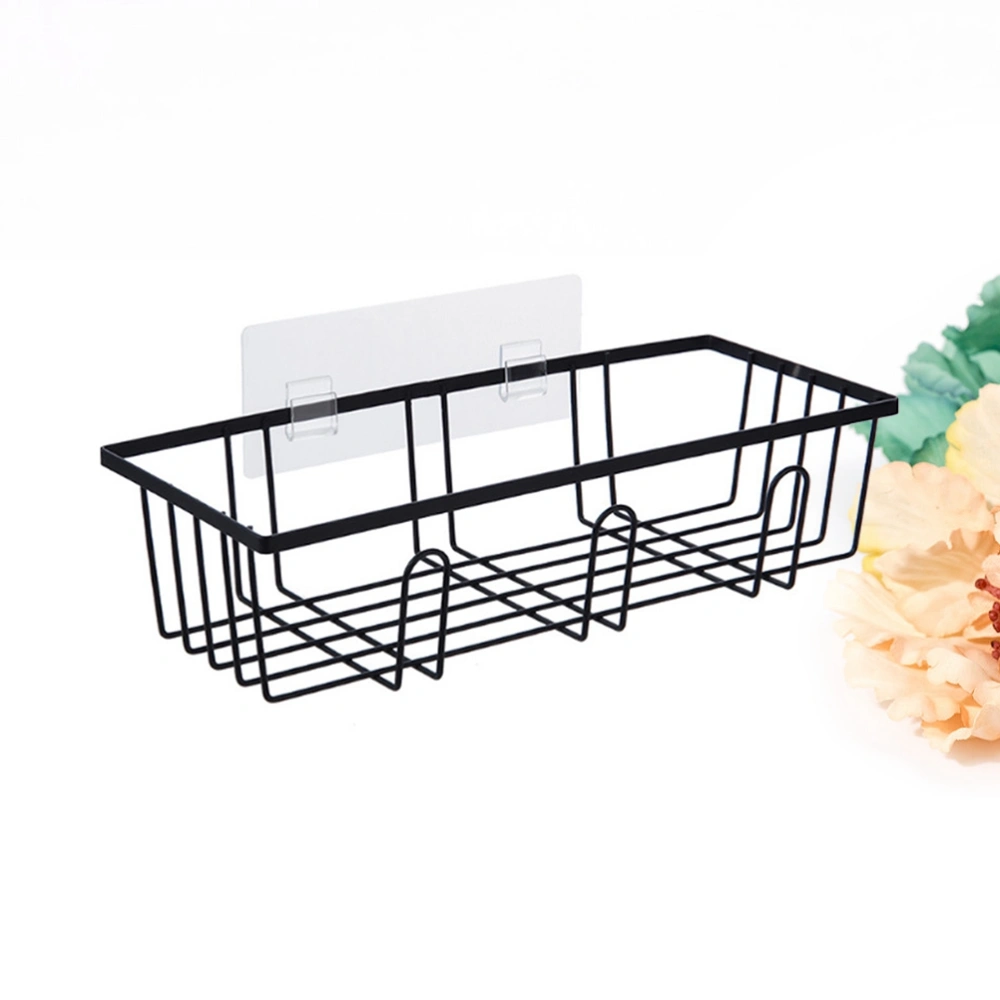 2pcs Bathroom Toilet Storage Rack Wall Mounted Hanging Basket Iron no Need to Punch Holes Hanging Leachate Storage Shelves Basket(Black)