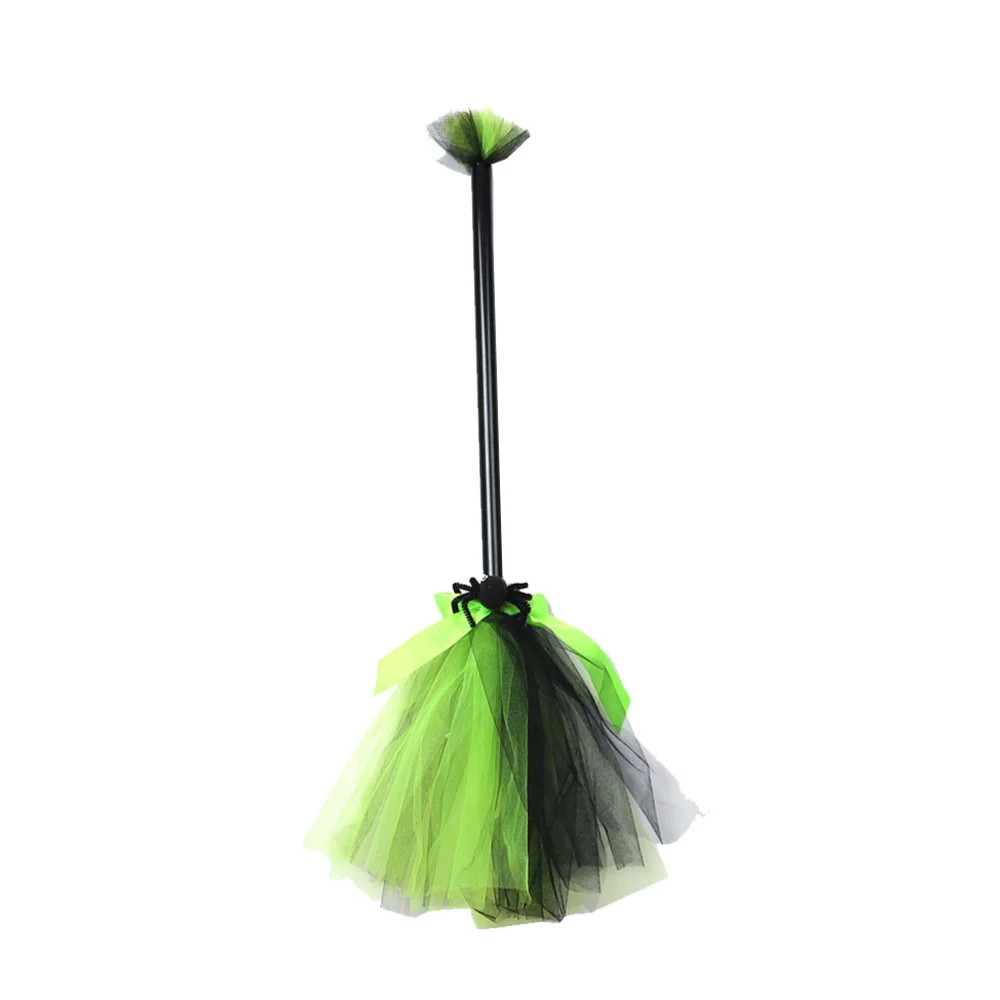 Halloween Witches Broom Costume Decorative Props Masquerade Show Dress Up for Halloween Cosplay Party (Light Green)