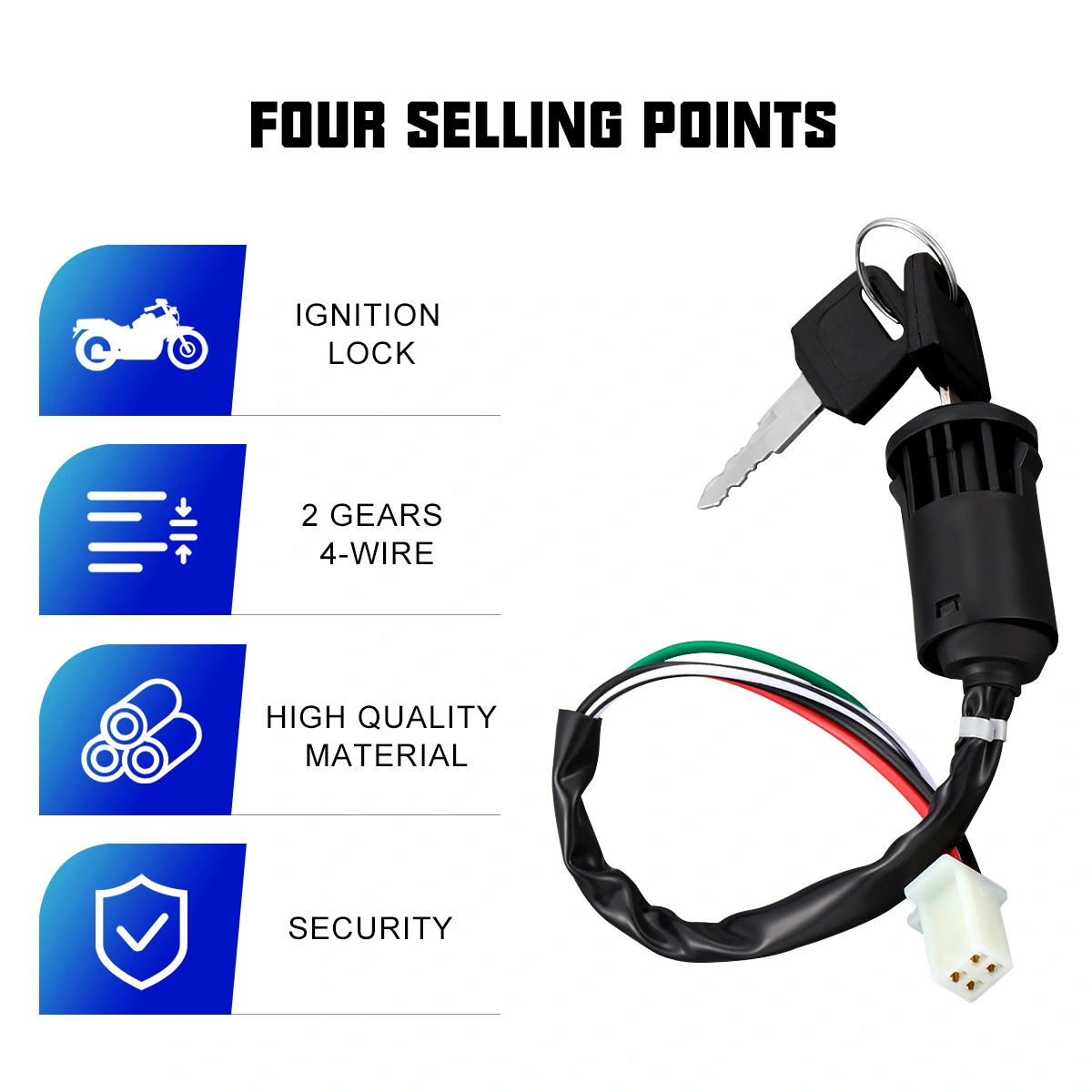 WINOMO Ignition Lock Cylinder Starter Switch Lock Keys for All Terrain Vehicles Motorcycle Electric Vehicles (Black)