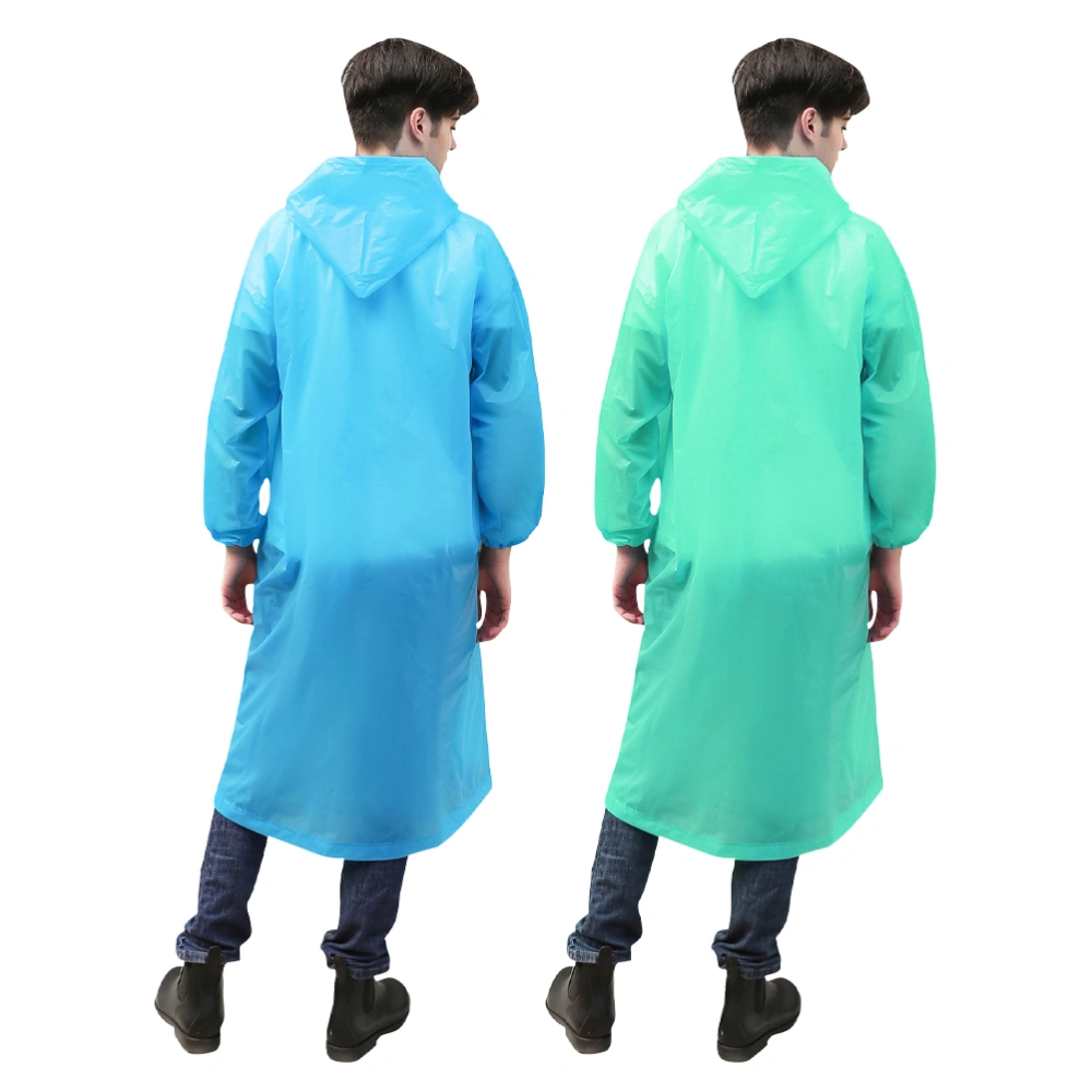 2PCS Disposable Raincoats Adults One-pieces Rain Poncho Thickening PEVA Raincoats Outdoor Hiking Adult Rain Gear Lightweight Rain Coat for Sports Hiking Cycling (Random Color)