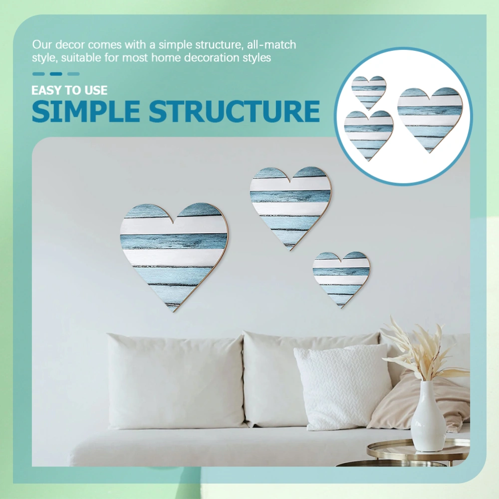 3pcs Heart Wall Decor Heart Shaped Wood Sign Wall Sign Ornaments for Living Room Decoration