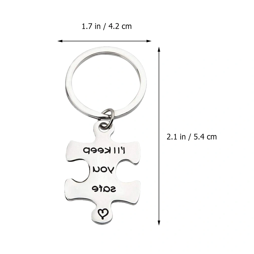2 Pcs 1 Set Jigsaw Crafted Car Pendants Decorative Bag Pendants (Sliver)