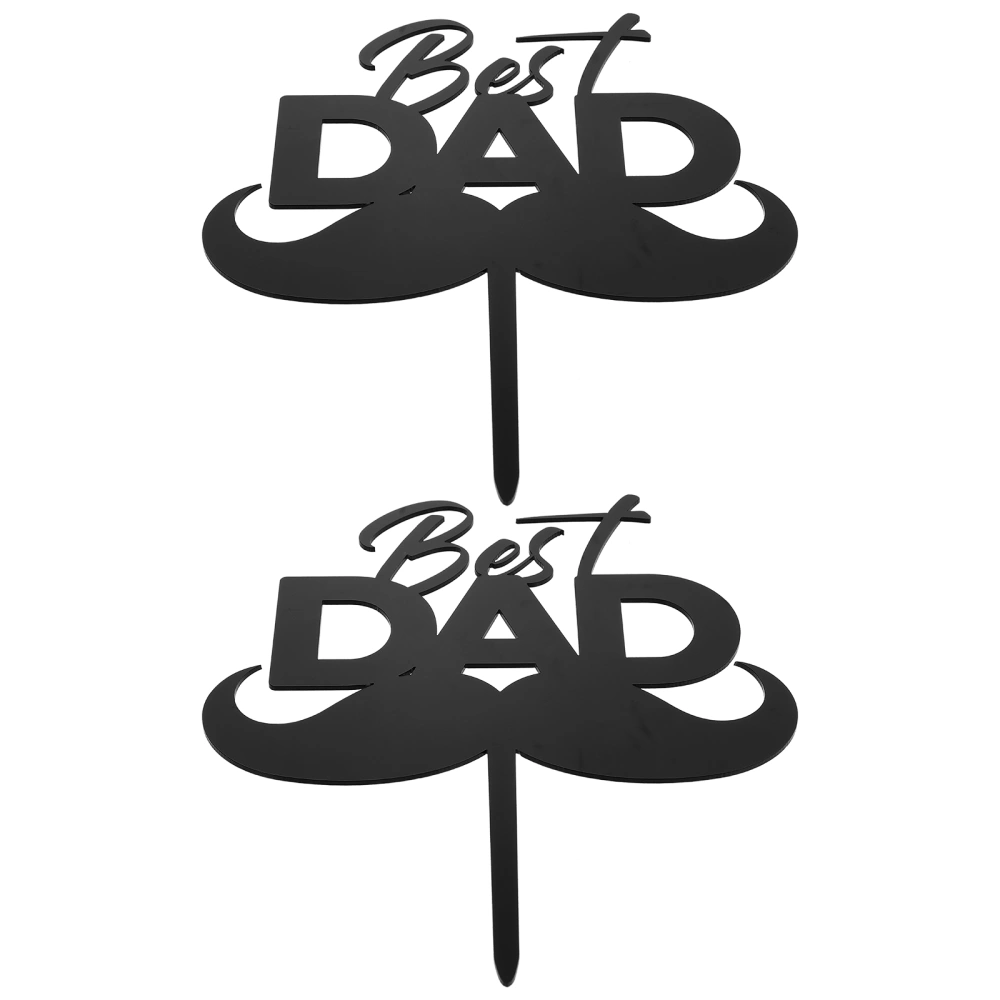 2 Pcs Father's Day Cupcake Toppers Cake Inserting Decors Acrylic Dessert Toppers