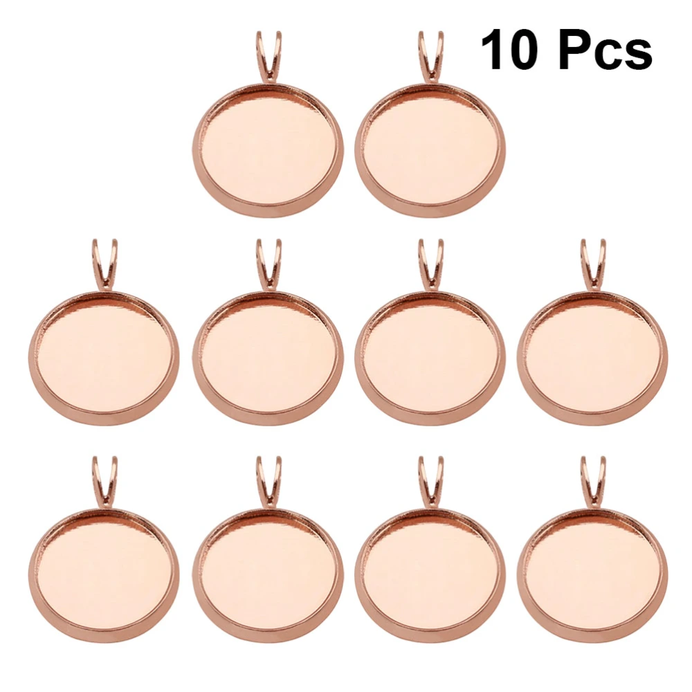 10PCS DIY Trays Pendant DIY Time Bezel Pendants Retro V-shaped Hanging Pendants Creative Copper DIY Trays Pendant Multi-purpose DIY Tray Pendants for DIY Crafts Jewelry Making Use (Rose Gold Inner 16MM)