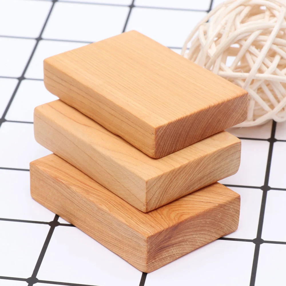 4 Pcs Thicken Wooden Block DIY Craft Cutout Smooth Wood Blocks for Jewelry Painting Carving Crafts Project (Wood Color)