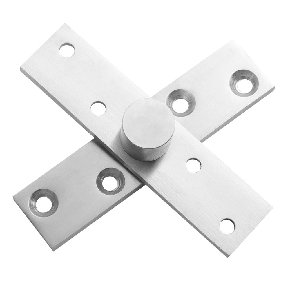 1Pc 360 Degree Rotating Middle Shaft Hinge Stainless Steel Door Pivot Up Down Shaft Furniture Hinges Size M (Silver)