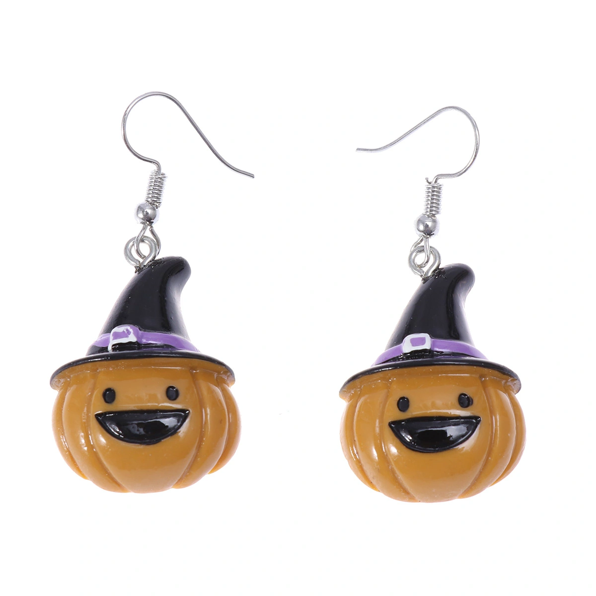 A Pair of Halloween Earrings Funny Ear Studs Exaggerated Personality Smile Face Pumpkin with Hat Ear Hooks for Women Girls
