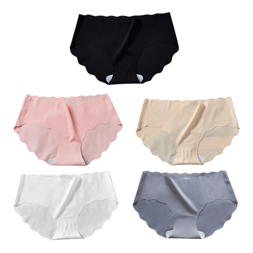 5pcs Women Pure Color Breathable Triangle Pants (Black, White, Pink, Light Grey)