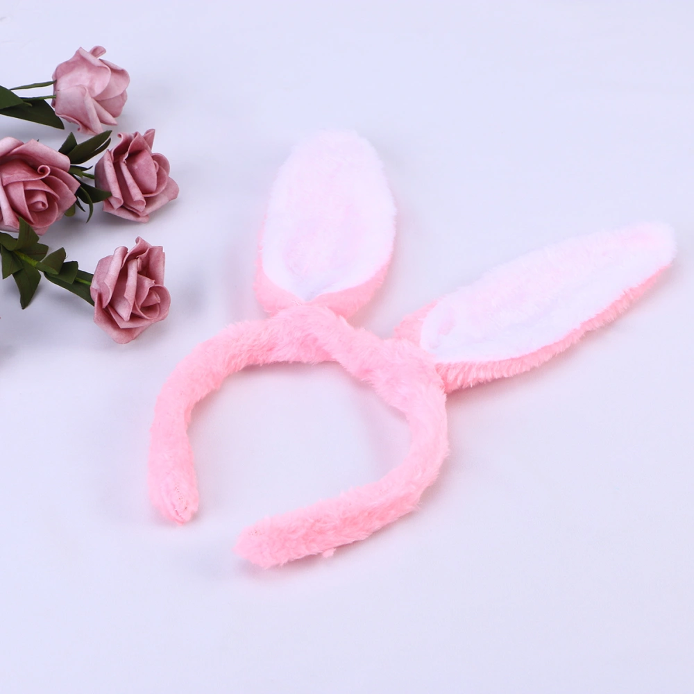 Plush Bunny Ears Hairbands Bunny Headband Bunny Ears Hairbands (Pink and White)