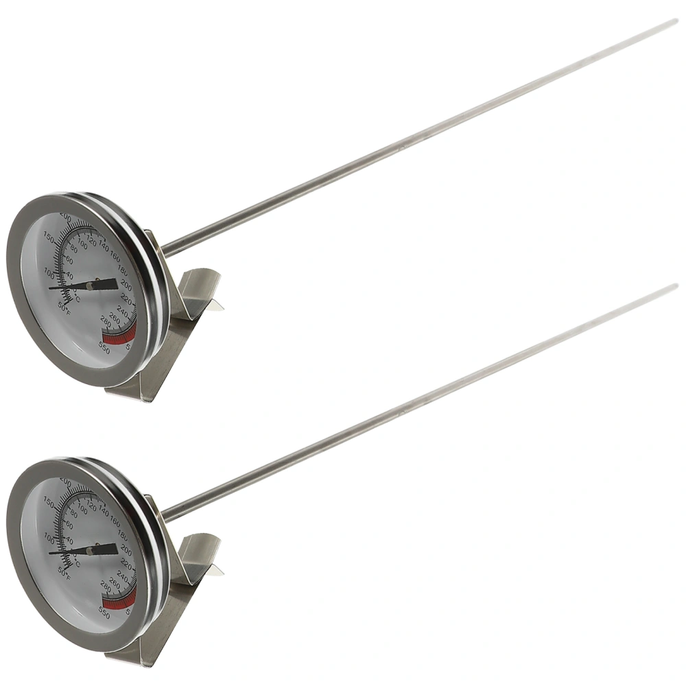 2pcs Deep Fryer Thermometers Dial Thermometers Stainless Steel Stem Meat Cooking Thermometers